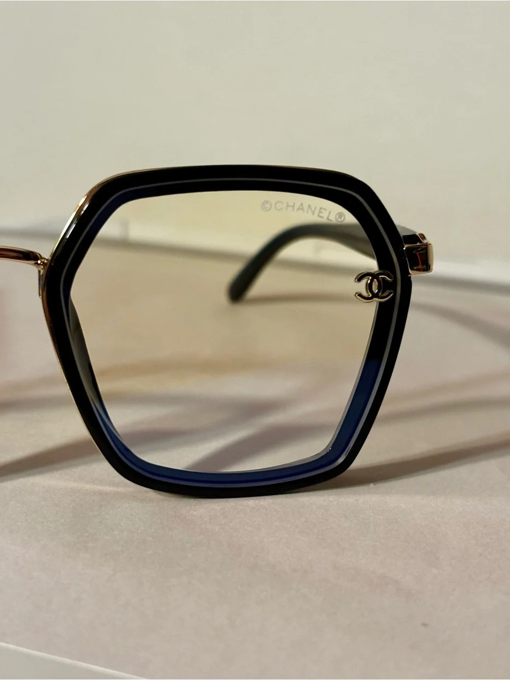 Brand New fashion Black & Gold Square Optical Glasses - Designer Logo Temples